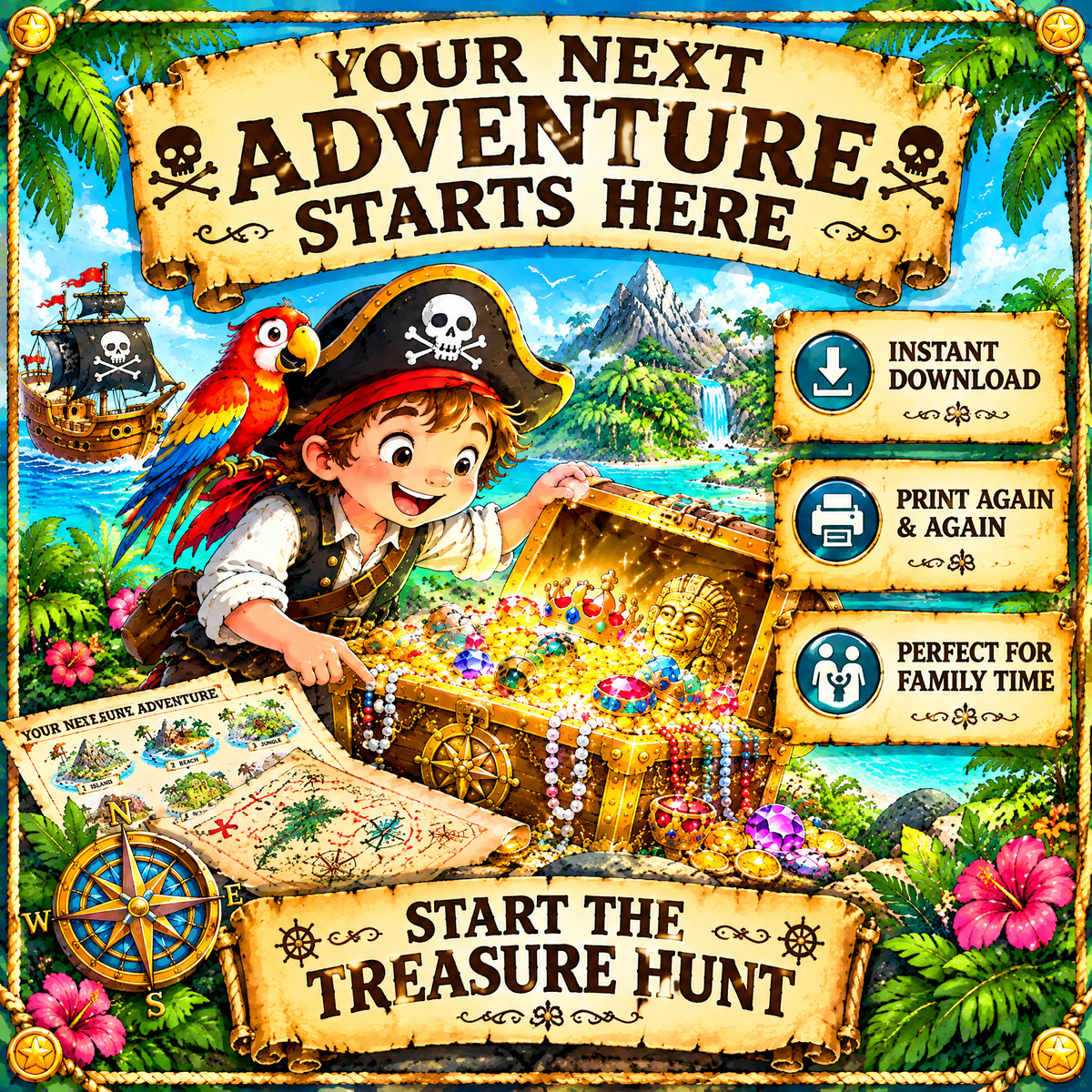 The Lost Captain's Treasure – Printable Adventure Hunt