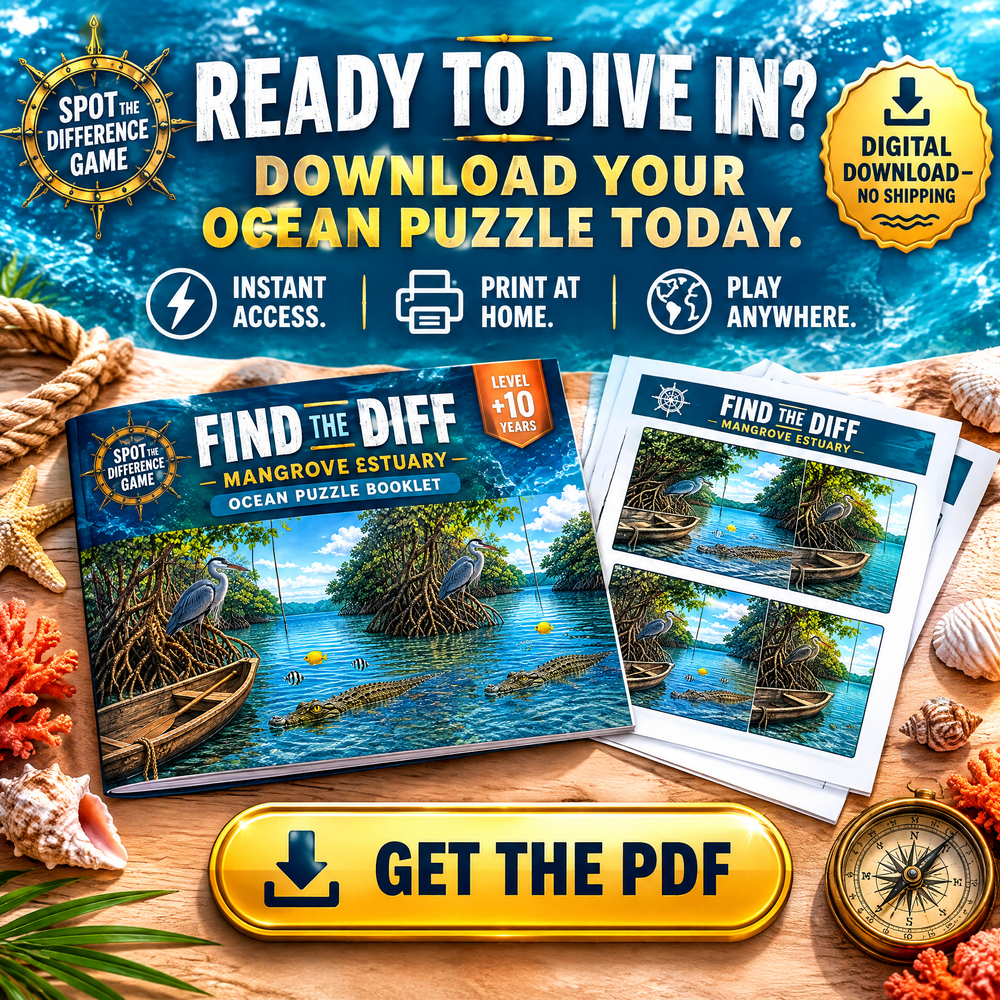Find the Differences: Ocean Adventures – 20 Pages Printable PDF Activity Book