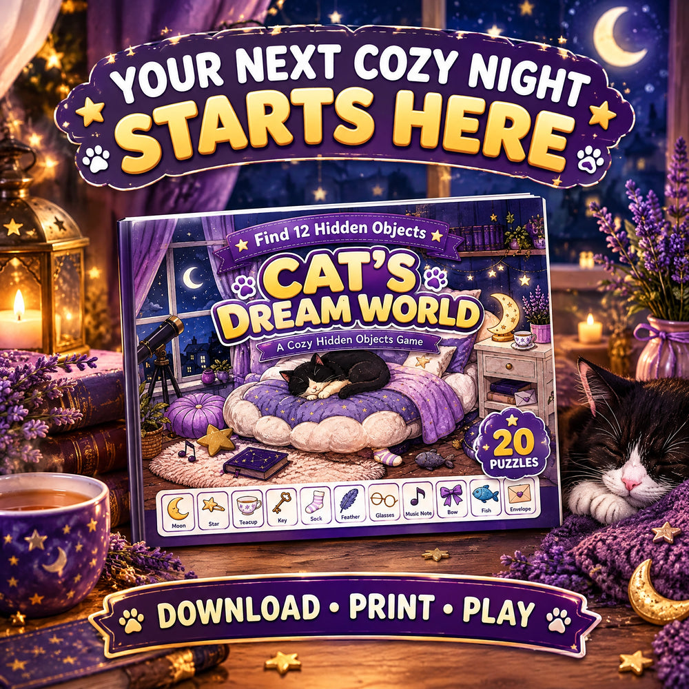Cat's Dream World – Printable Hidden Objects Game
