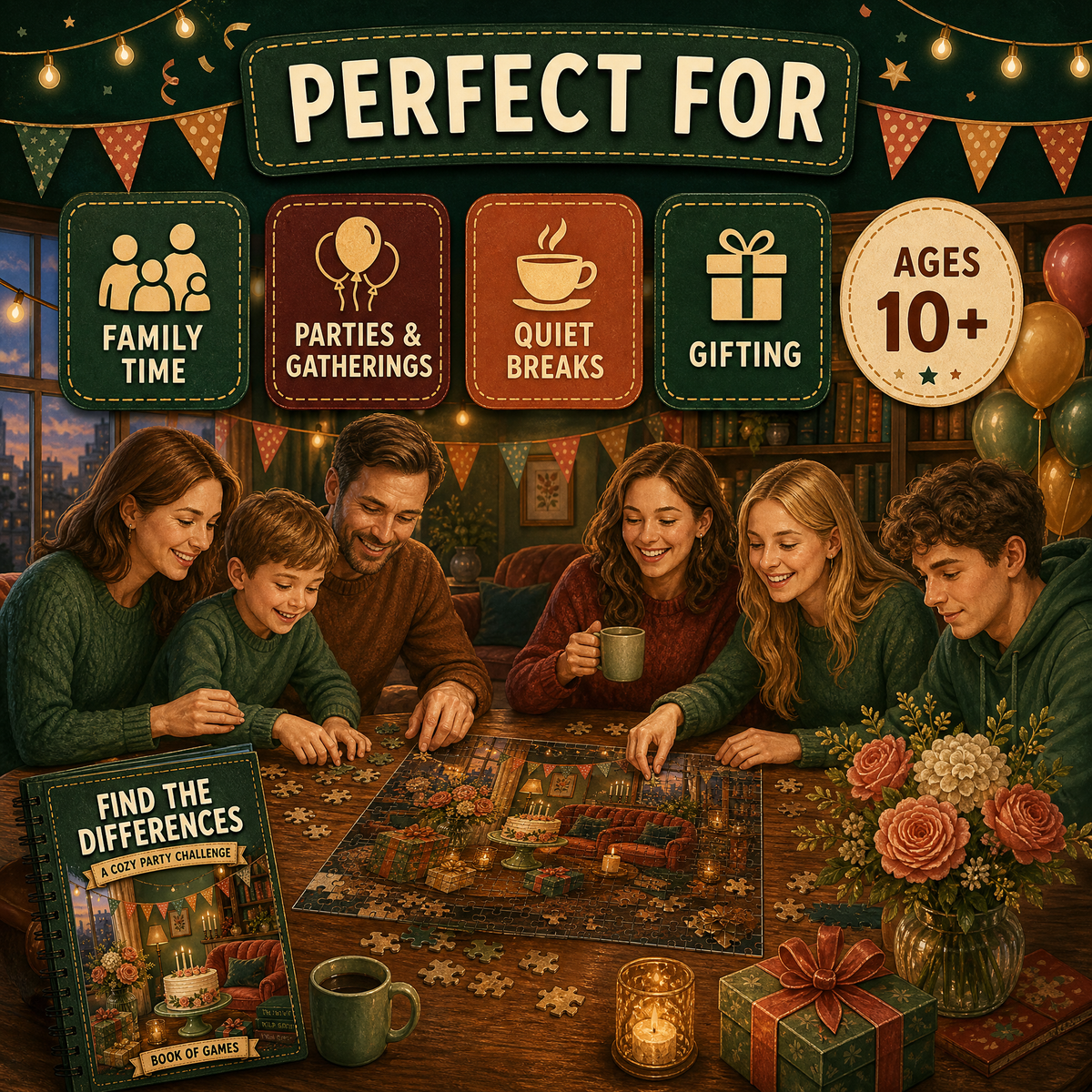 Find the Differences: Book of Games – Cozy Party Edition