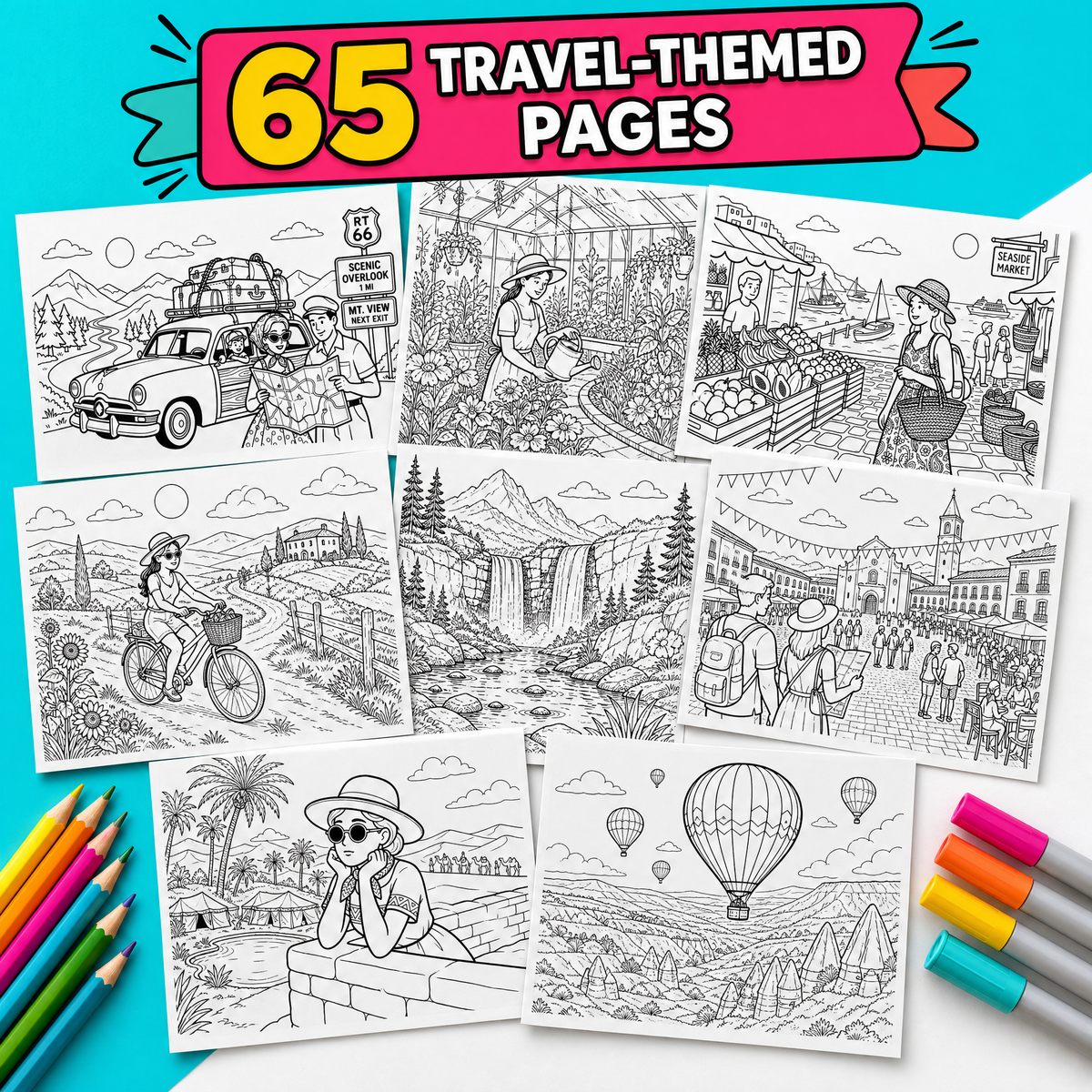 Dreamy Vacation Journey 65 Pages Coloring Book Printable PDF.pdf
