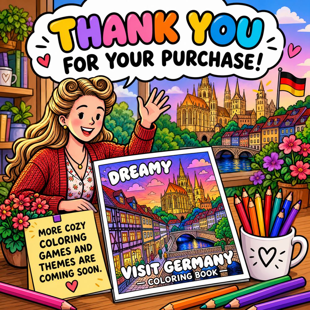 Dreamy Visit Germany: A Cozy Coloring Book for Adults &amp; Kids