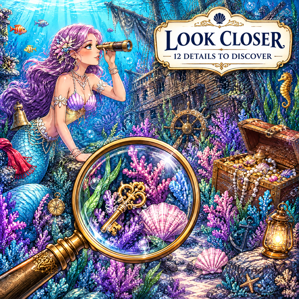 Dreamy Mermaid Hidden Objects – Challenge Edition Activity Book