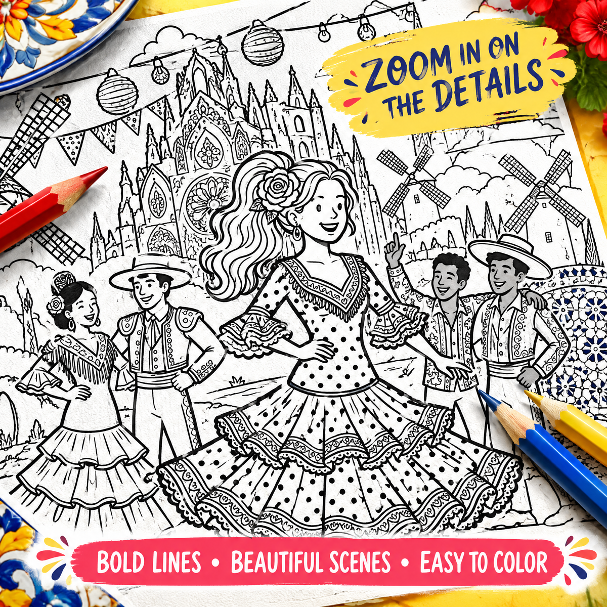Visit Spain Dreamy – Colorful Spain Travel Coloring Book