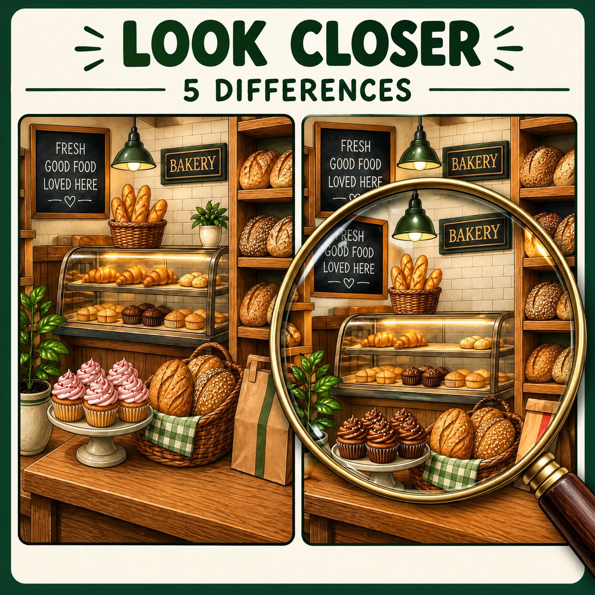 Find the Differences: Cozy Supermarket – Printable PDF Activity Book