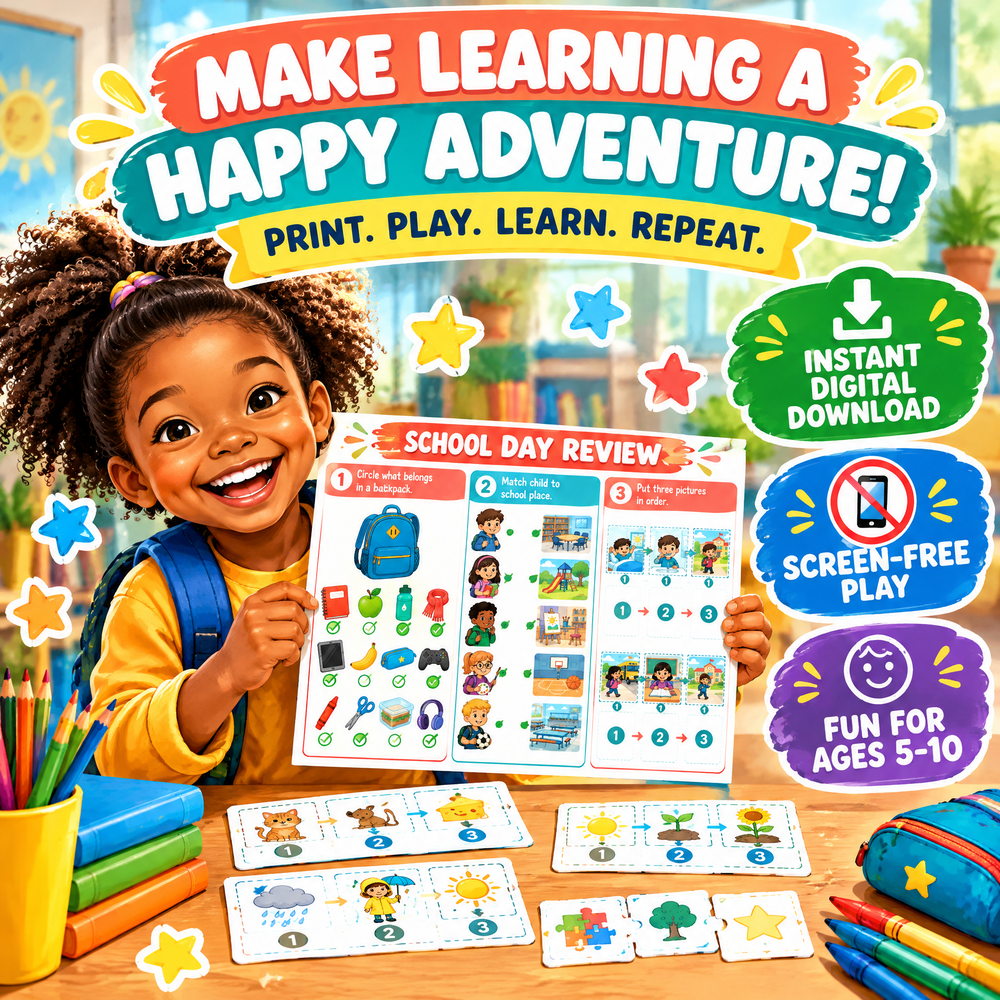 Children at School 30 Printable Learning Games for Kids Ages 5–10