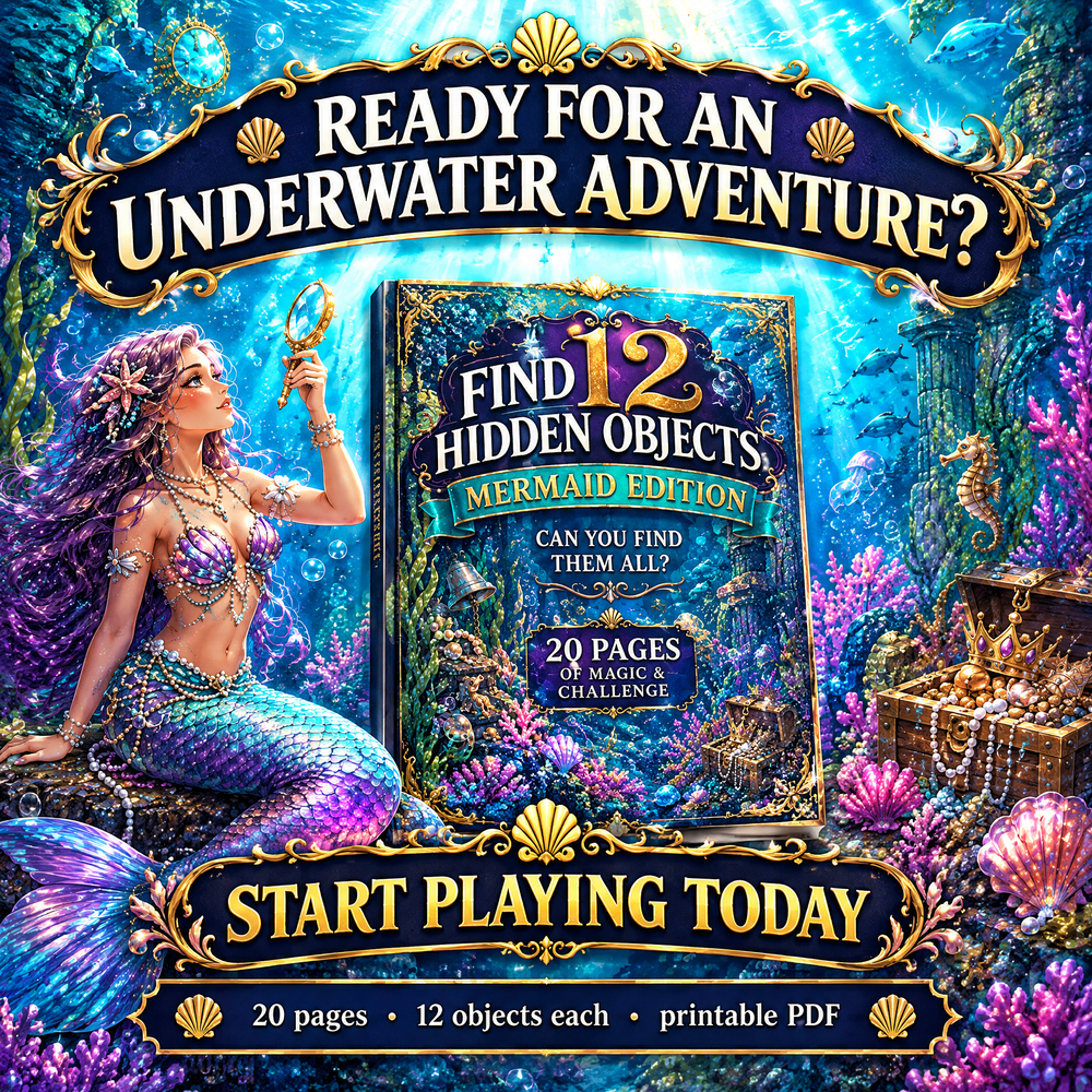 Dreamy Mermaid Hidden Objects – Challenge Edition Activity Book