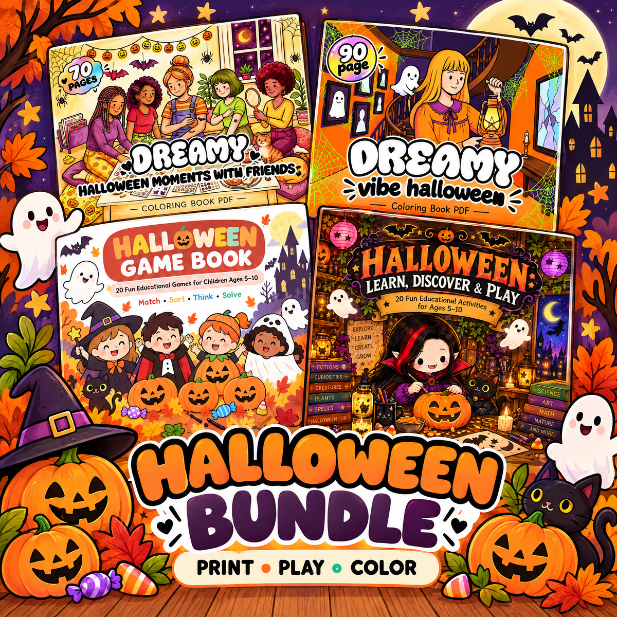 The Halloween Collection  - Coloring Books and Learning Games for Spooky Season