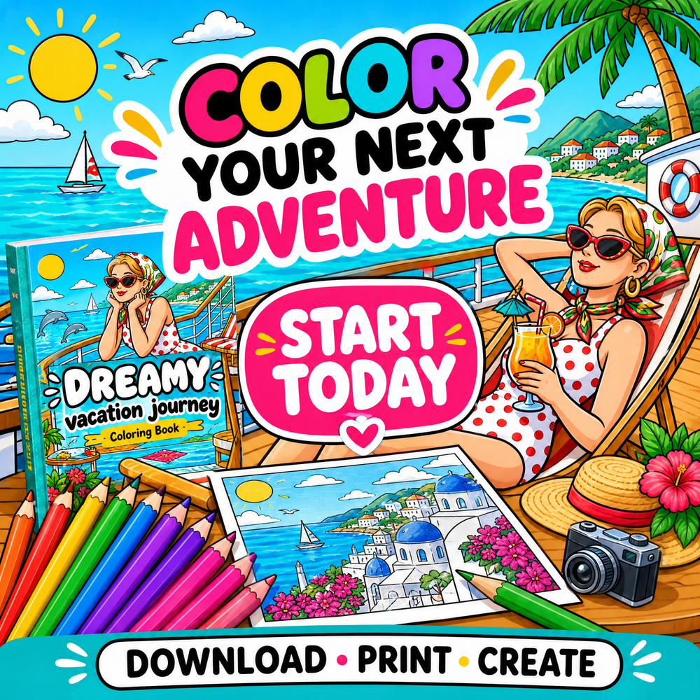 Dreamy Vacation Journey 65 Pages Coloring Book Printable PDF.pdf