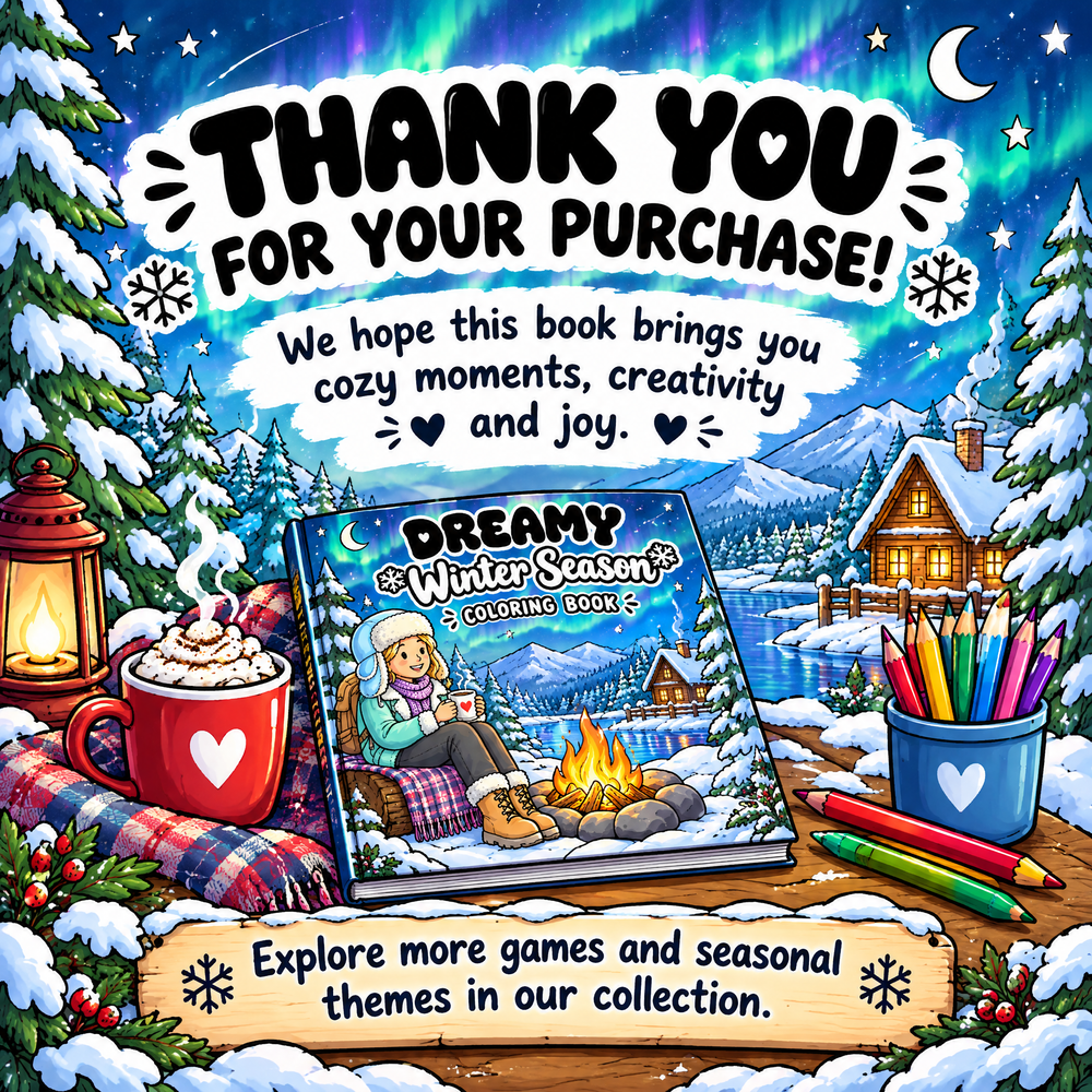 Dreamy Winter Season Coloring Book – 50 Printable Cozy Winter Pages