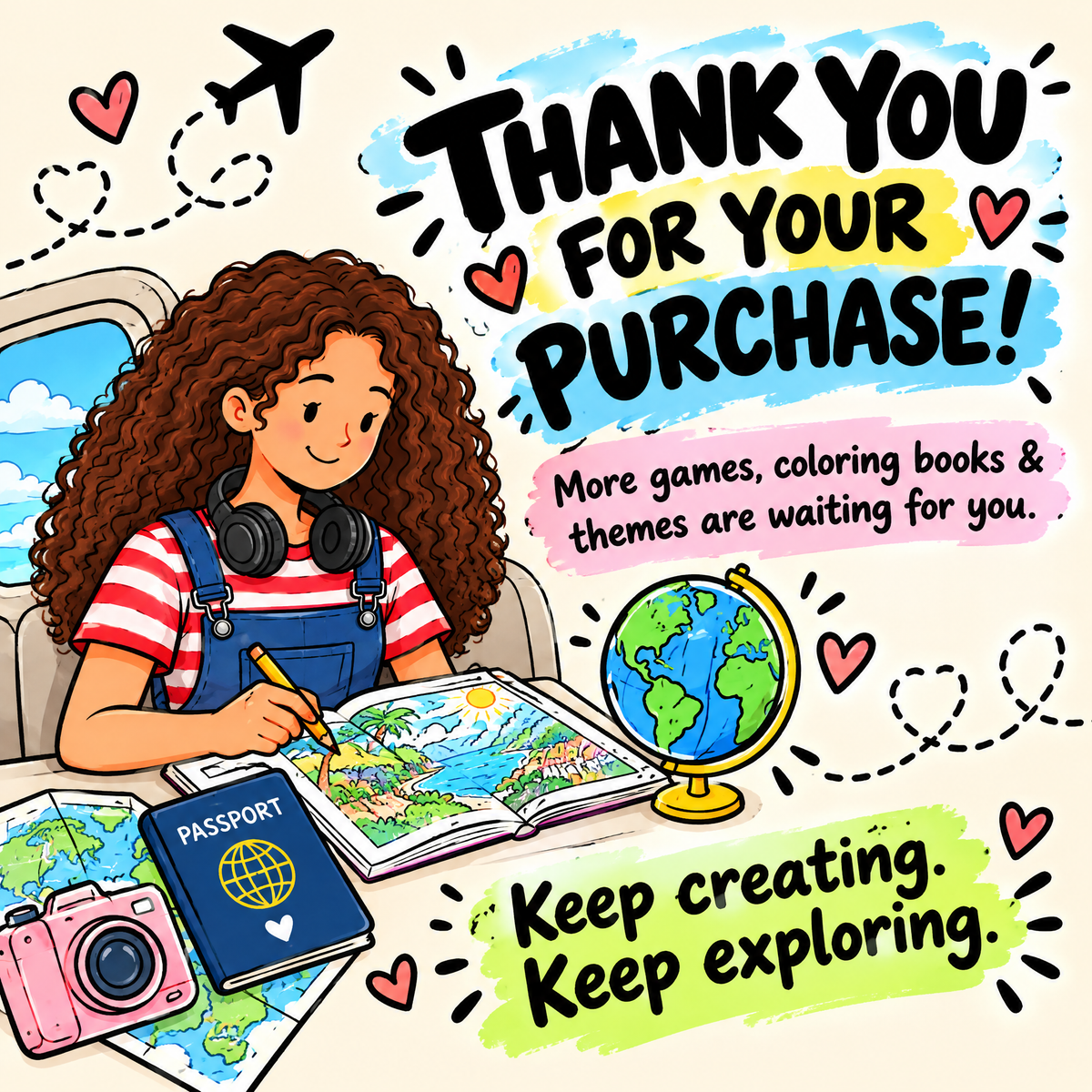 Dreamy Vacations &amp; Travel Coloring Book — 50+ Pages