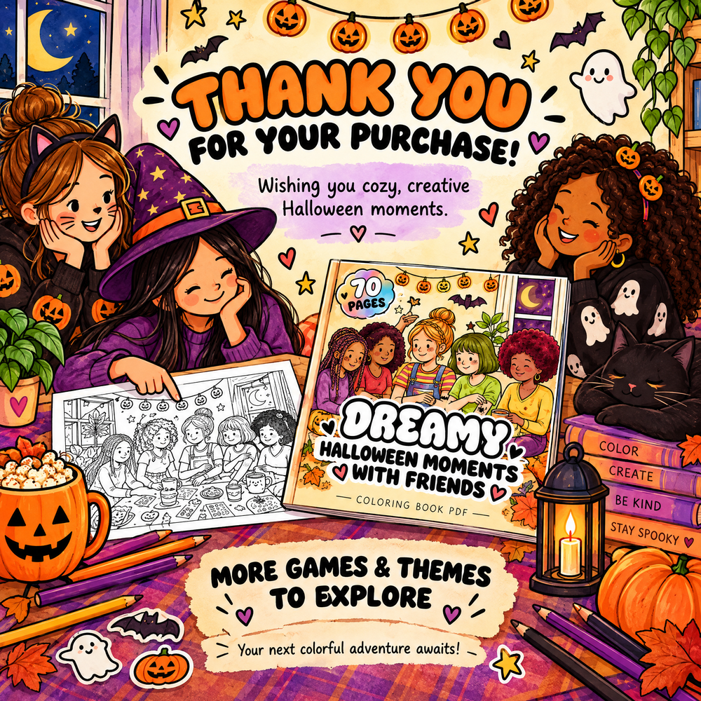 Dreamy Halloween Moments with Friends  A Coloring Book for Spooky Days and Cozy Nights