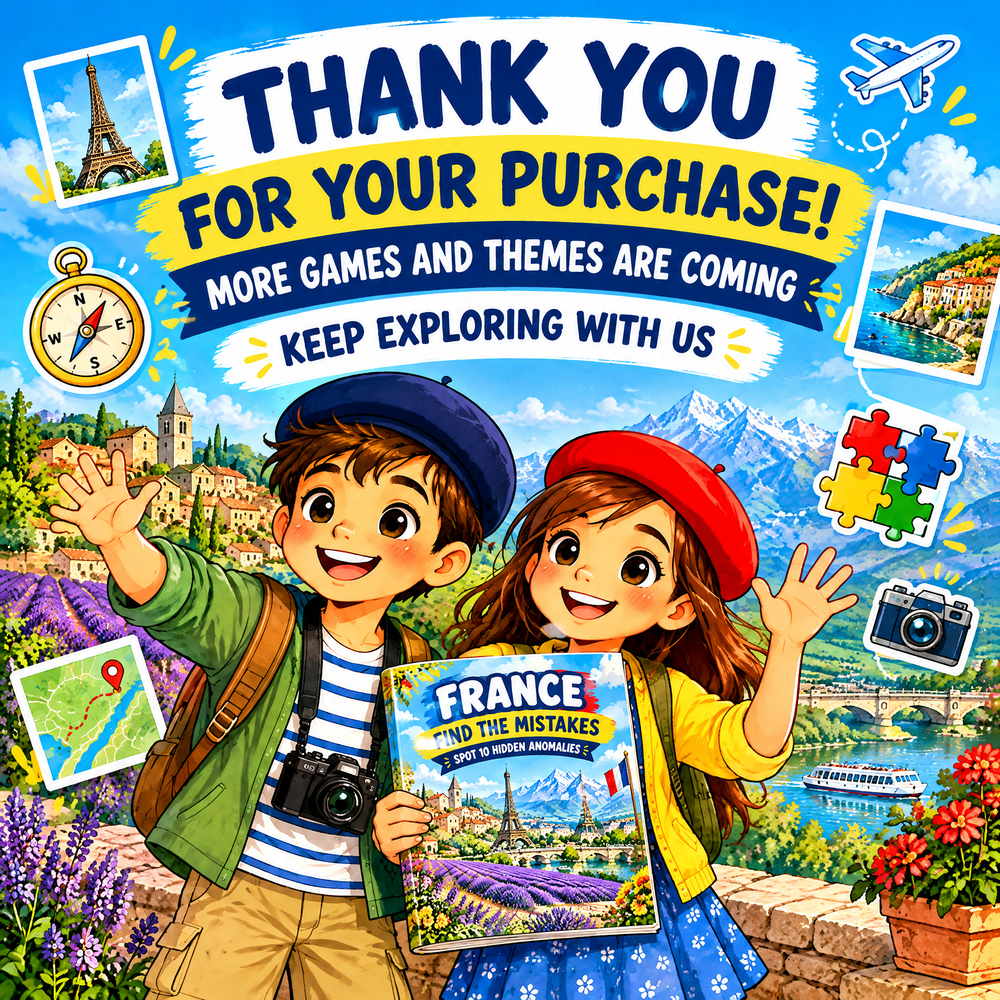 France Find the Mistakes – Printable Activity Book