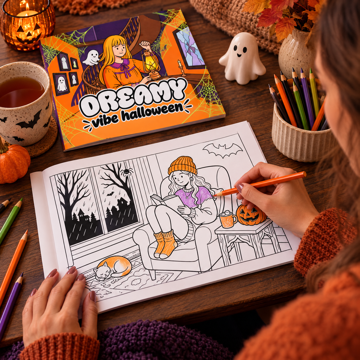 Dreamy Vibe Halloween Coloring Book PDF  Cozy Spooky Fun for Every Coloring Lover!