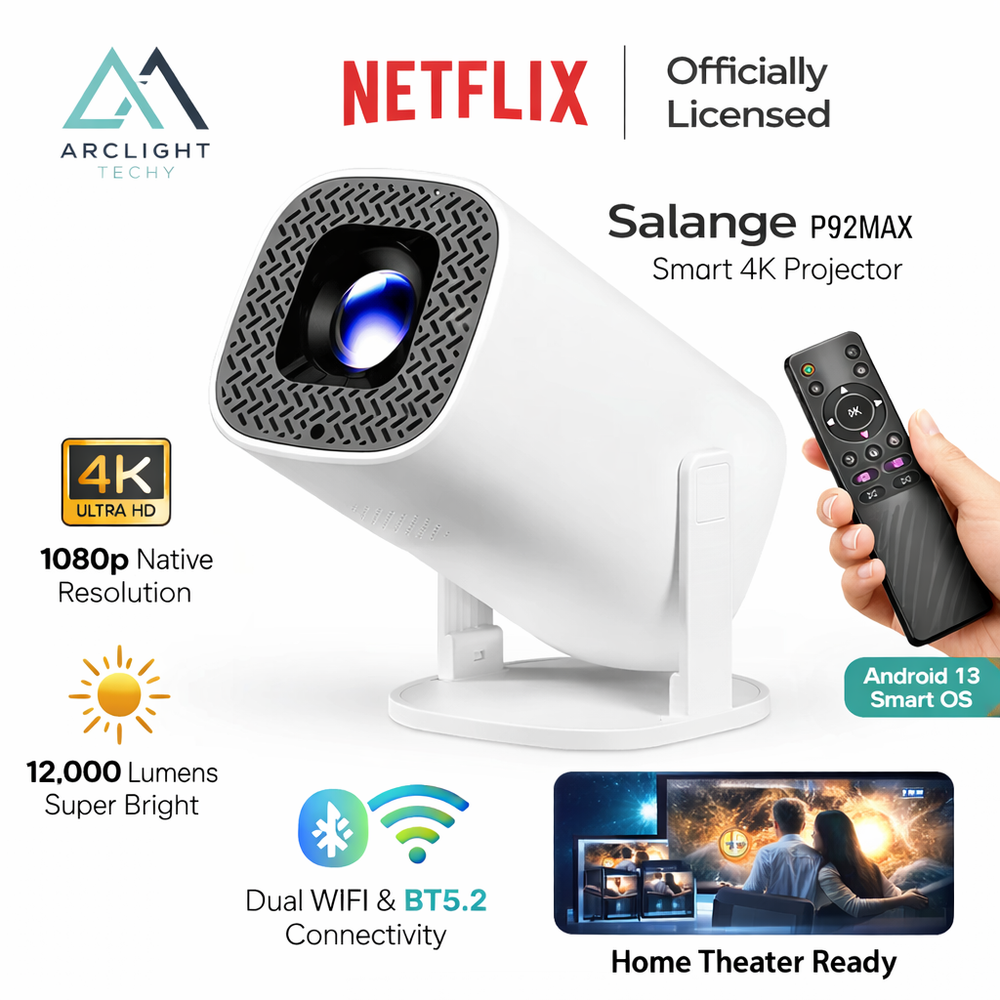 P30PRO Android 14 Smart Mini Projector – WiFi 6, 4K Support & Screen Mirroring