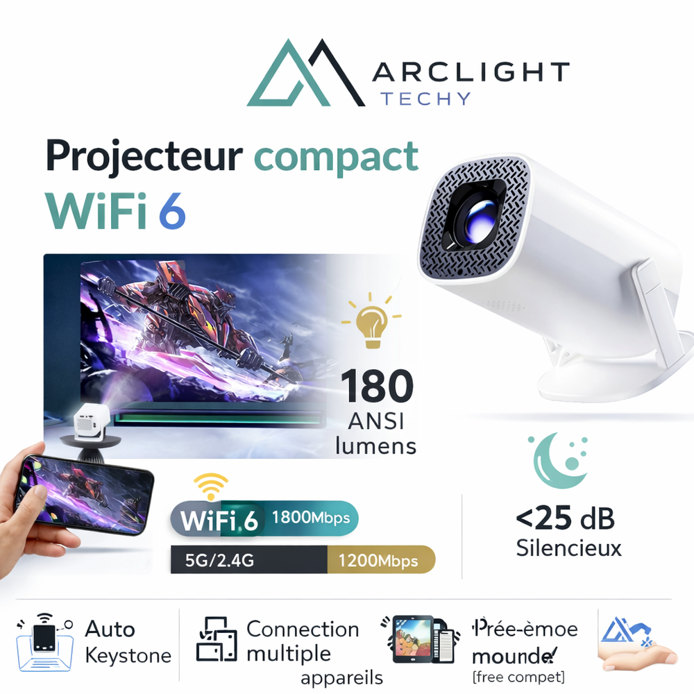 P30PRO Android 14 Smart Mini Projector – WiFi 6, 4K Support & Screen Mirroring