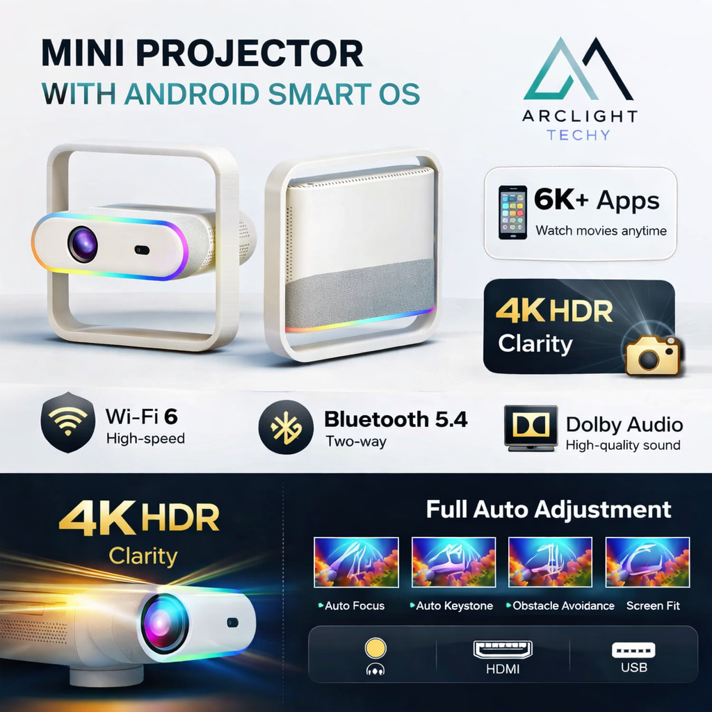 Salange P40 Portable Projector – Native 1080P, 4K Support & 500 ANSI