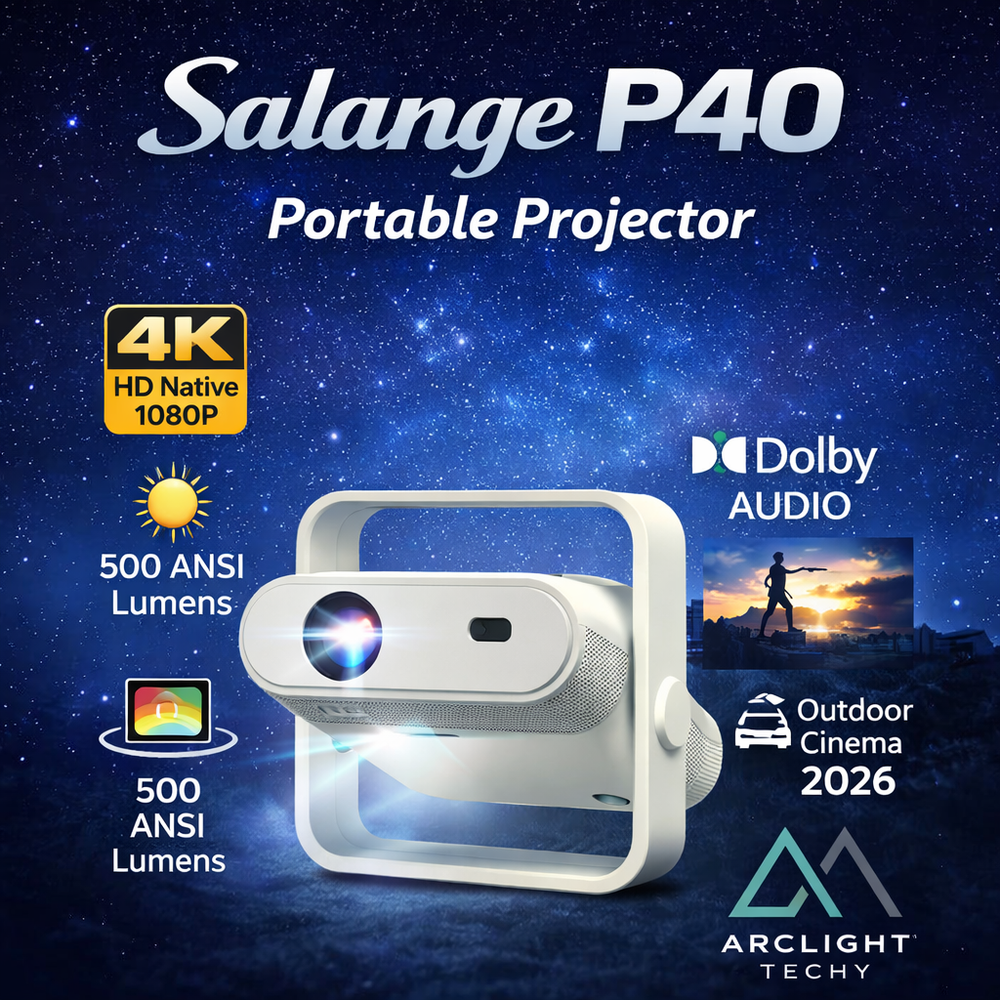 Salange P40 Portable Projector – Native 1080P, 4K Support & 500 ANSI