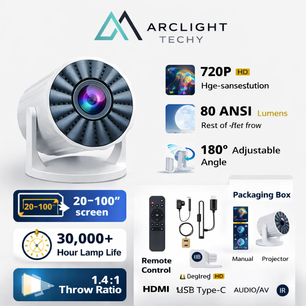 RY006 Mini Portable HD LED Projector – 1080P Support