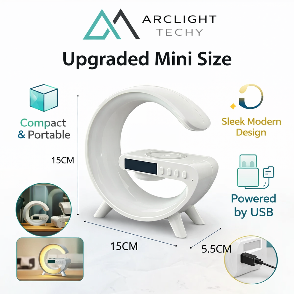 Multifunction RGB Wireless Charger Stand with Alarm Clock & Speaker