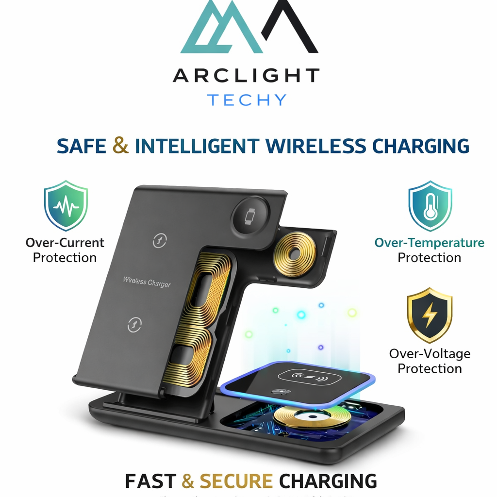 Foldable Wireless Charger Stand for iPhone, Apple Watch & AirPods