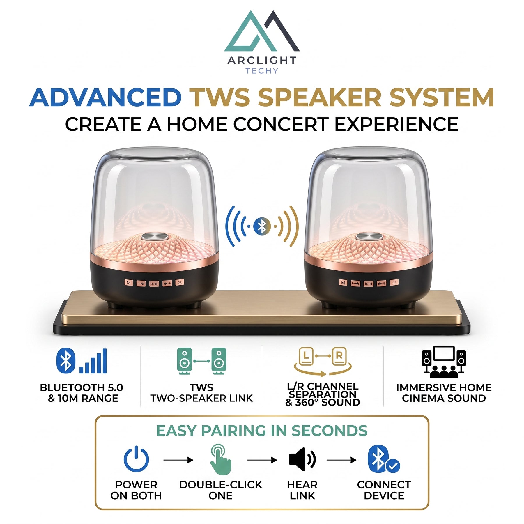 Portable Wireless Soundbar – Bluetooth 5.0 Hi-Fi Speaker with RGB Light