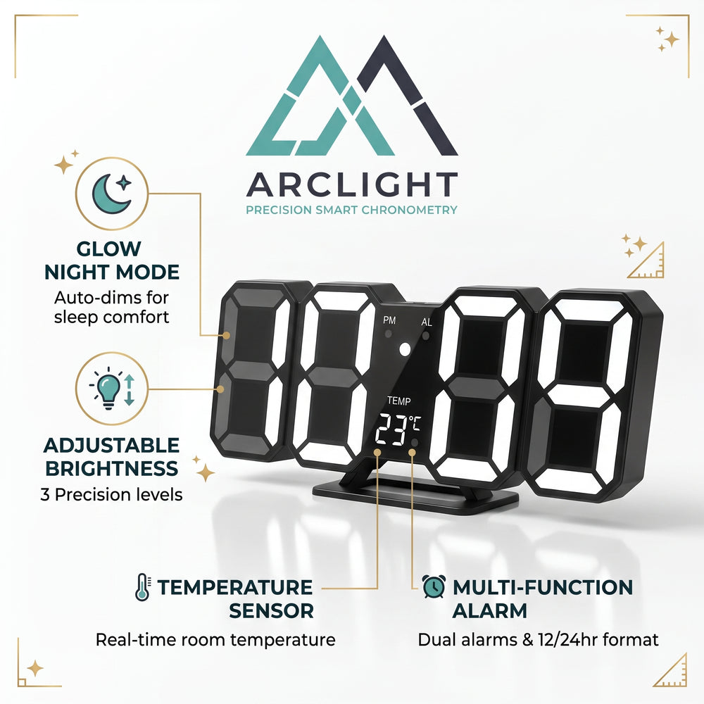3D LED Digital Clock Wall Decoration Glow Night Mode