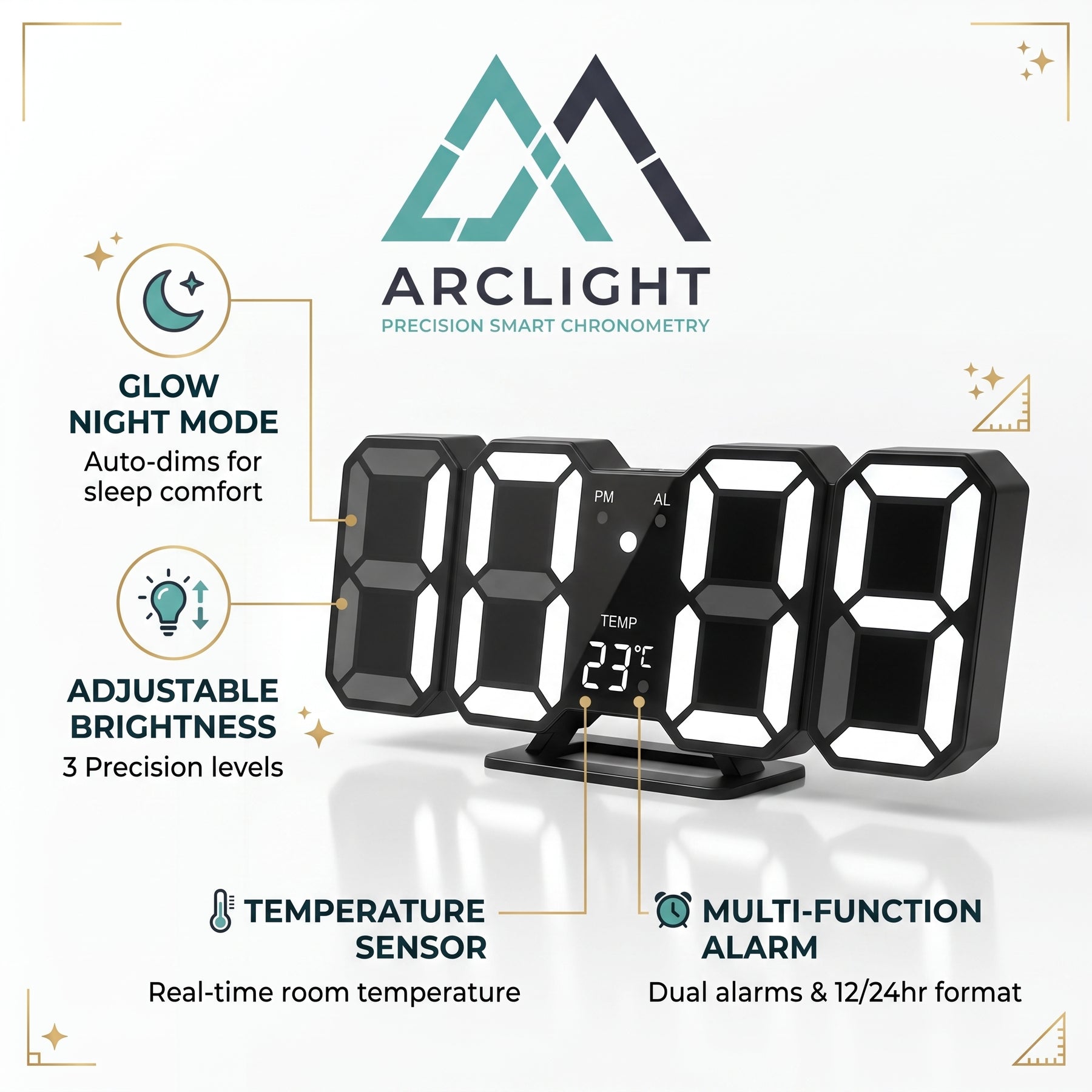 3D LED Digital Clock Wall Decoration Glow Night Mode