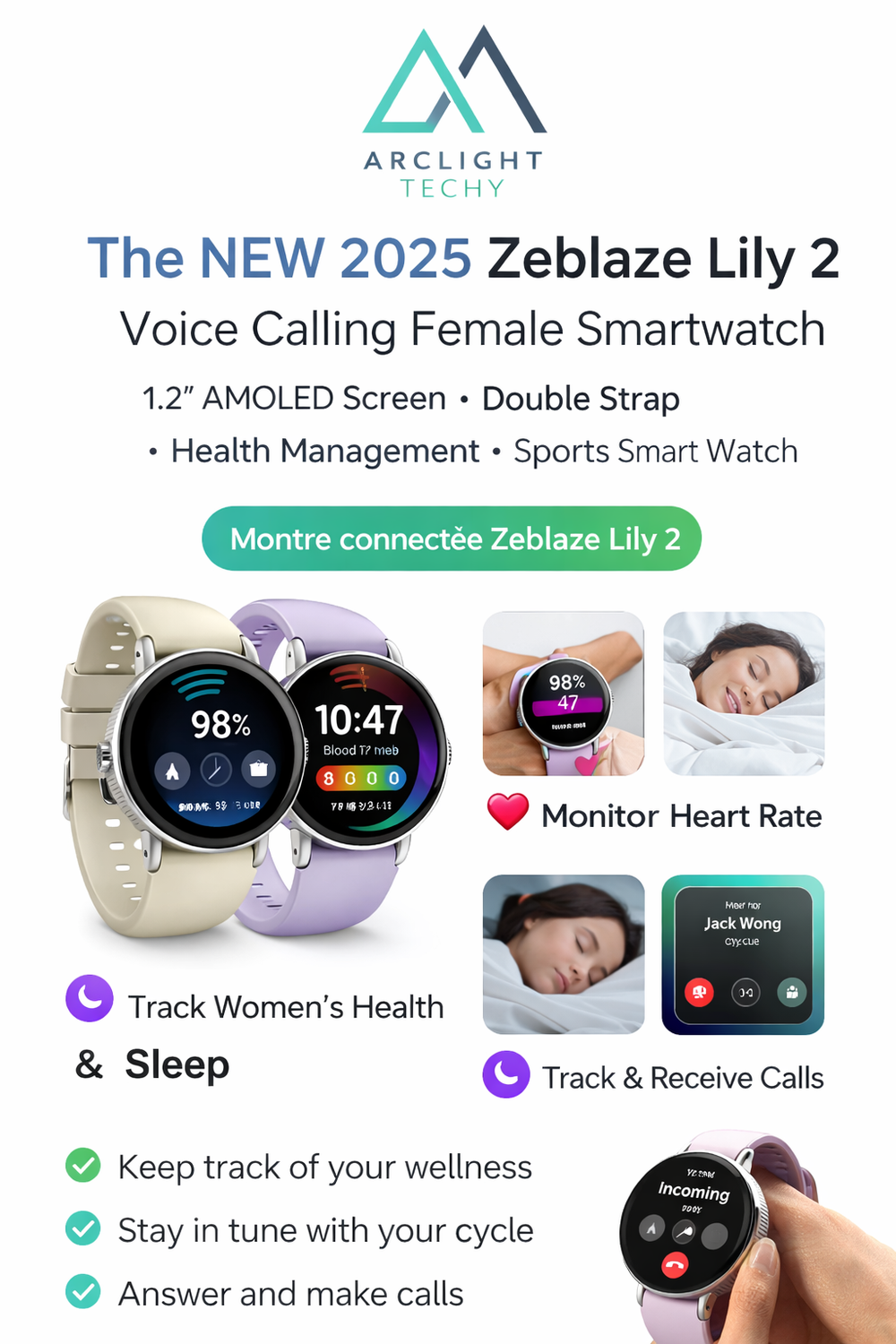 Zeblaze Lily 2 Voice Calling Female Smartwatch  Health Management Sports