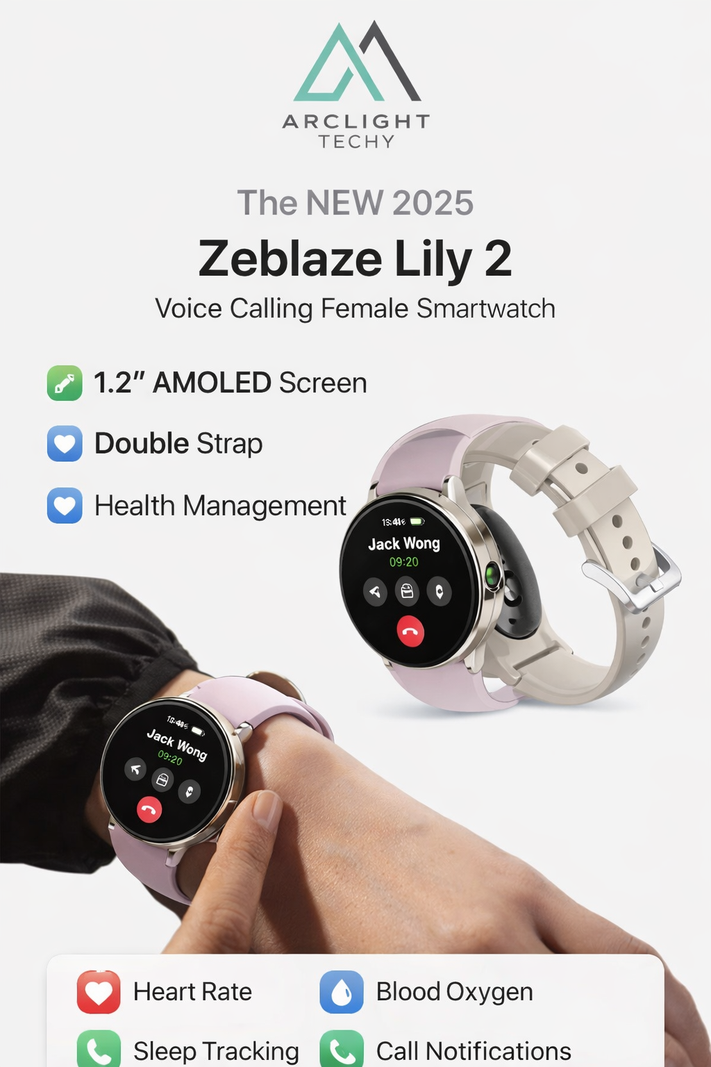 Zeblaze Lily 2 Voice Calling Female Smartwatch  Health Management Sports