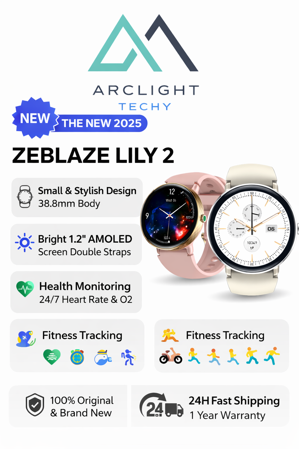 Zeblaze Lily 2 Voice Calling Female Smartwatch  Health Management Sports