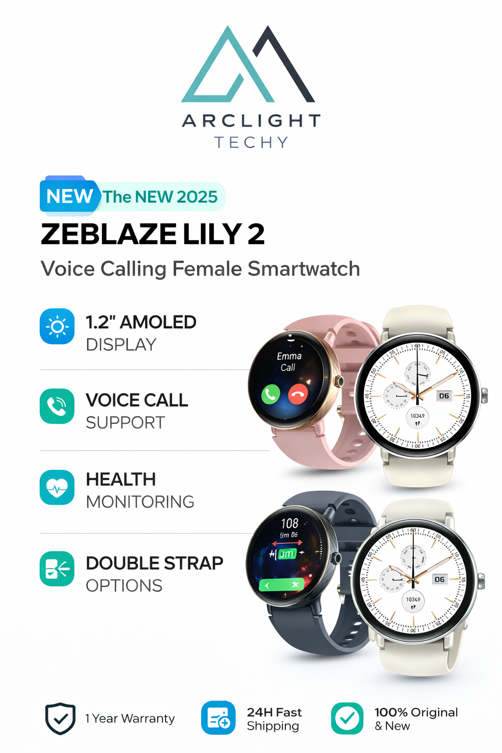 Zeblaze Lily 2 Voice Calling Female Smartwatch  Health Management Sports