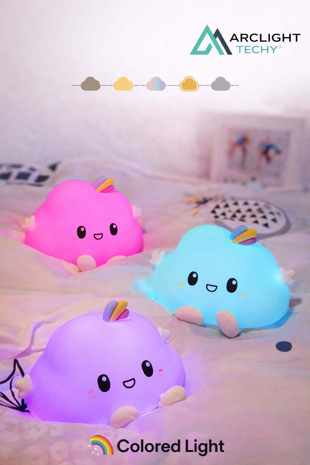 Cartoon Cloud Night Light Touch Control Warm Light