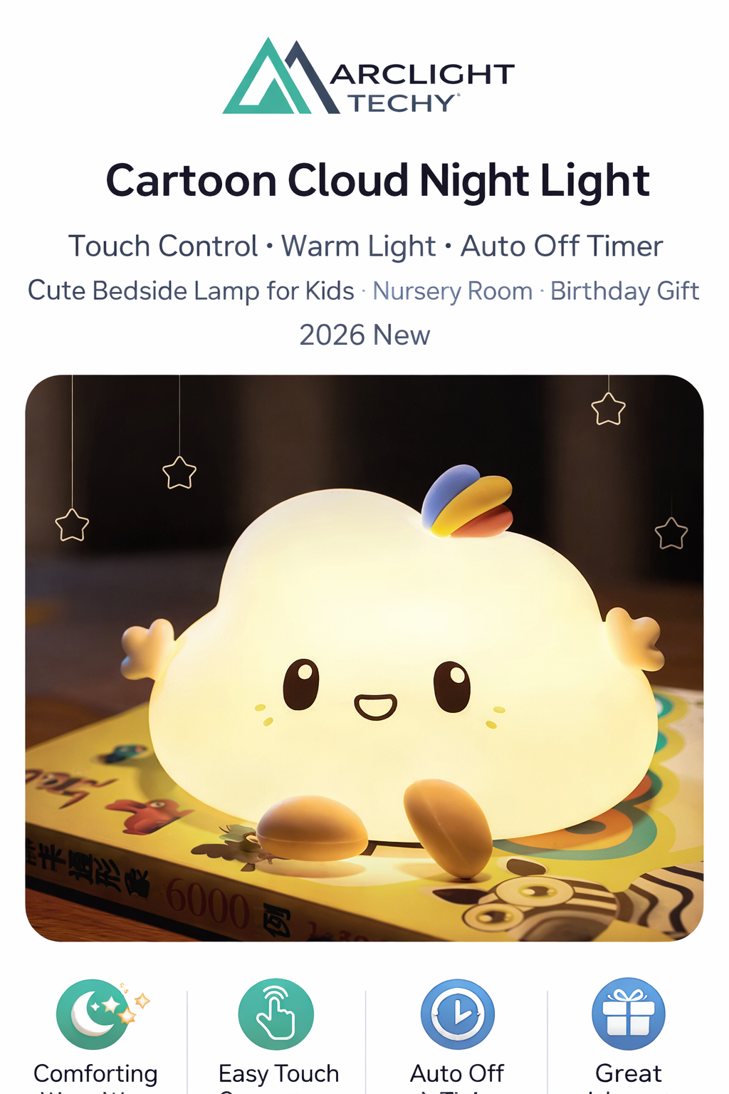Cartoon Cloud Night Light Touch Control Warm Light