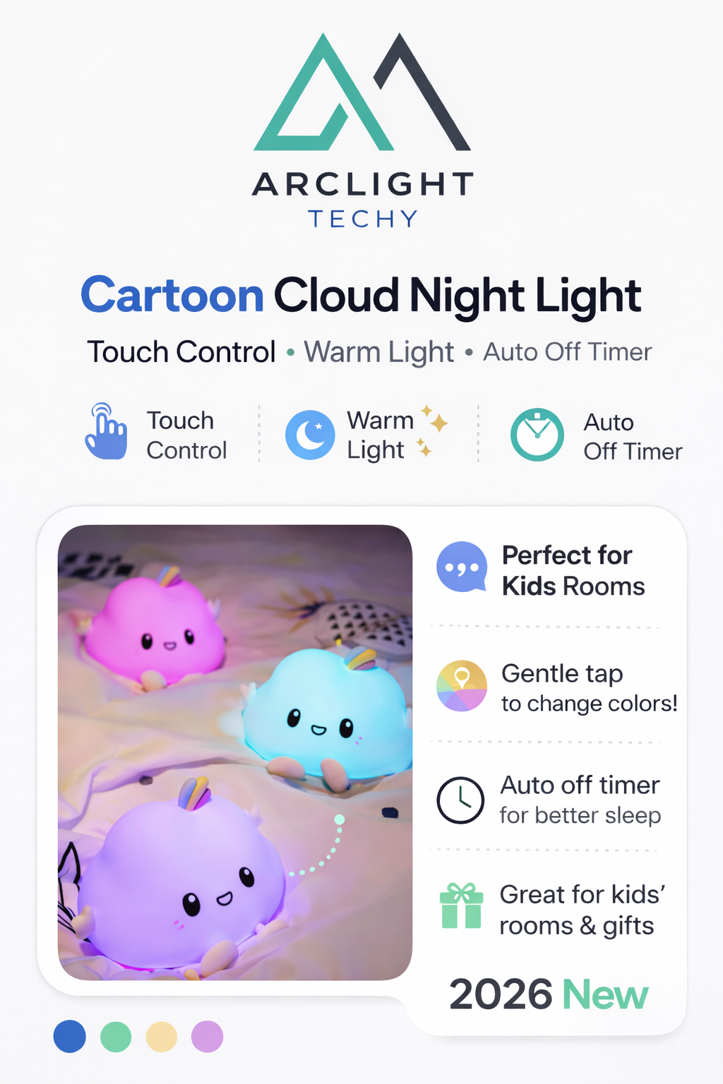 Cartoon Cloud Night Light Touch Control Warm Light