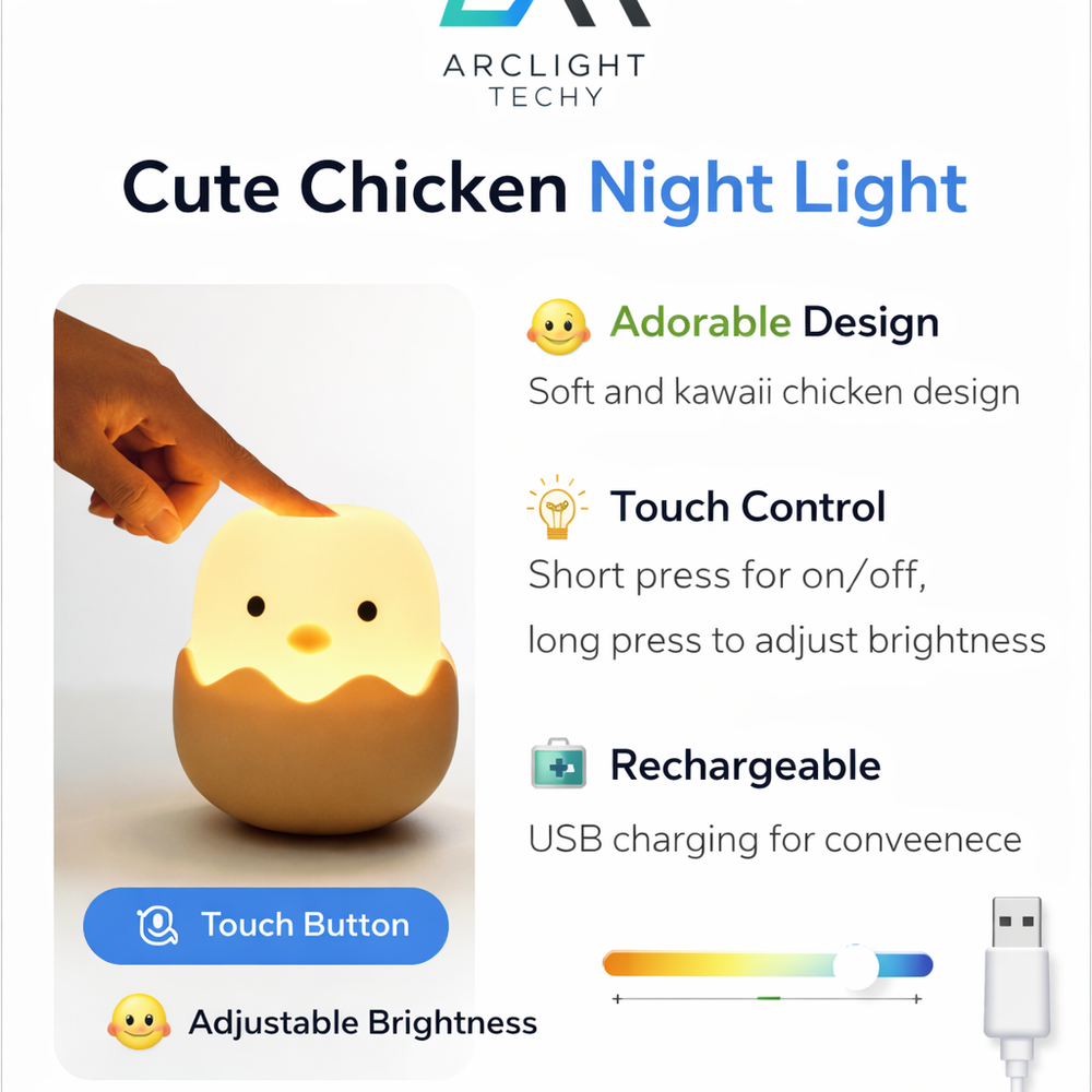 Cute  LED Creative Silicone Eggshell Chicken Night Light