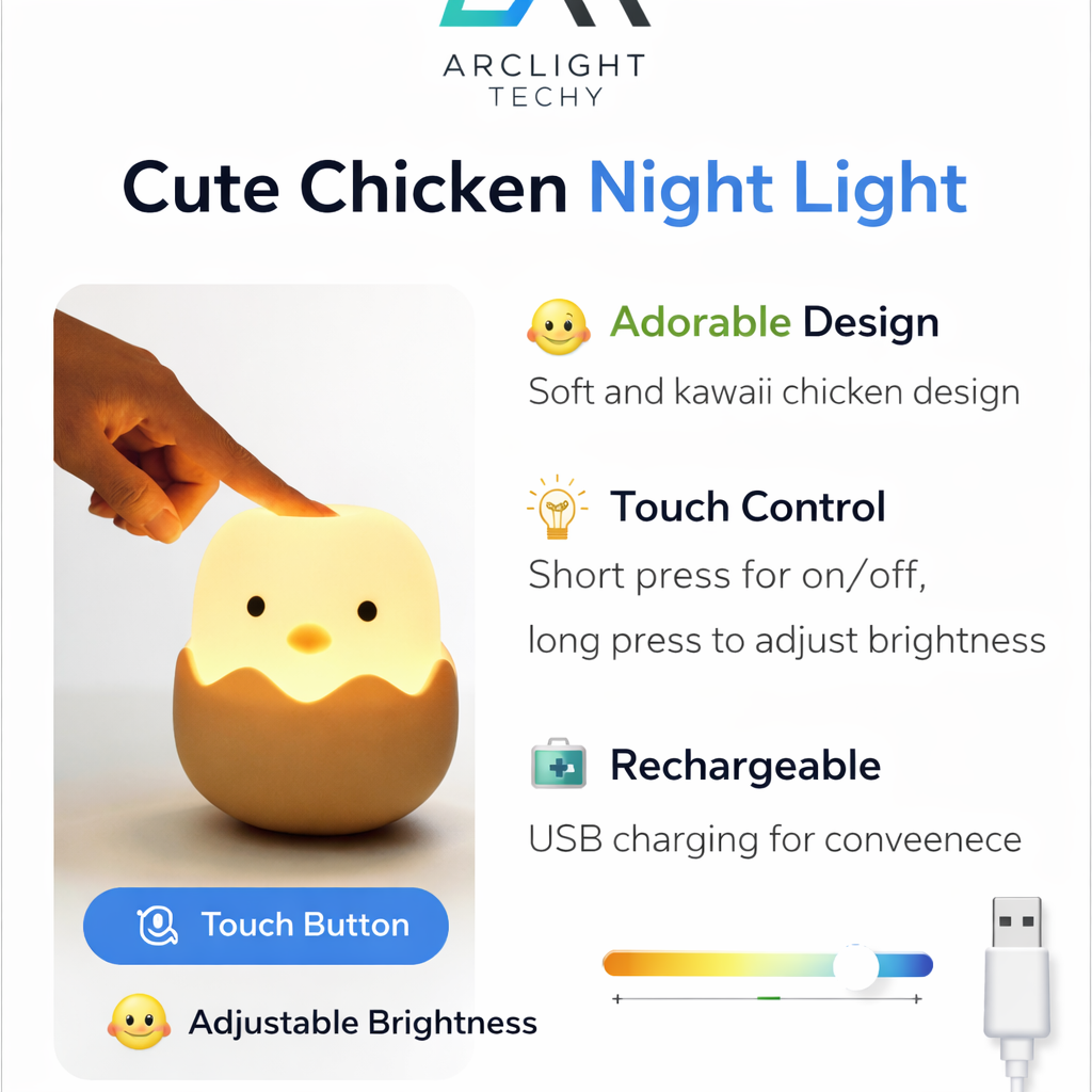 Cute  LED Creative Silicone Eggshell Chicken Night Light