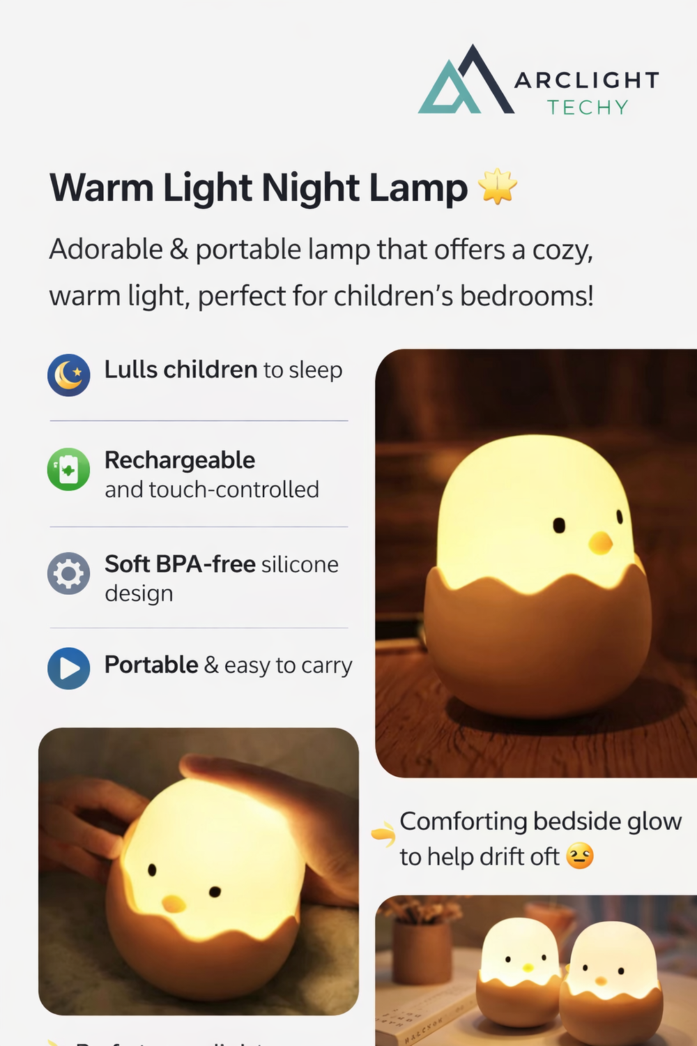Cute  LED Creative Silicone Eggshell Chicken Night Light