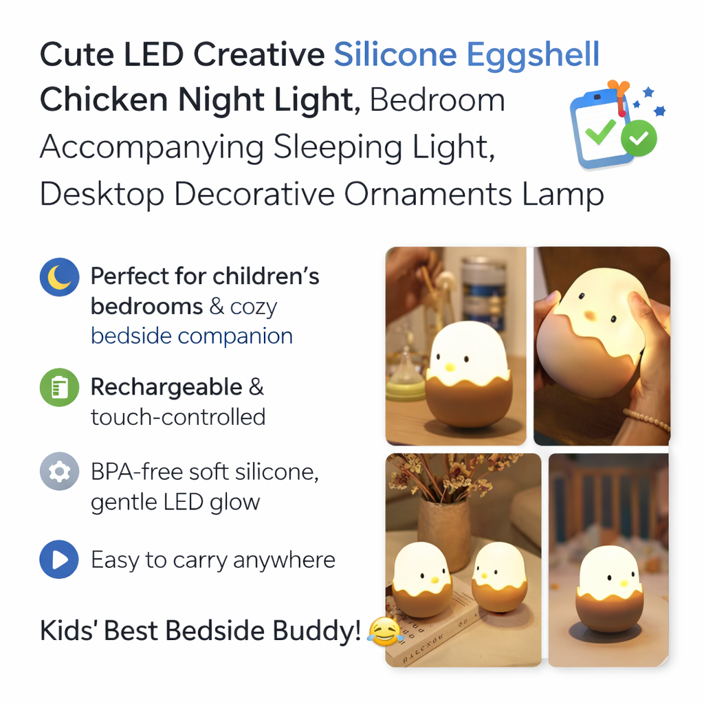 Cute  LED Creative Silicone Eggshell Chicken Night Light