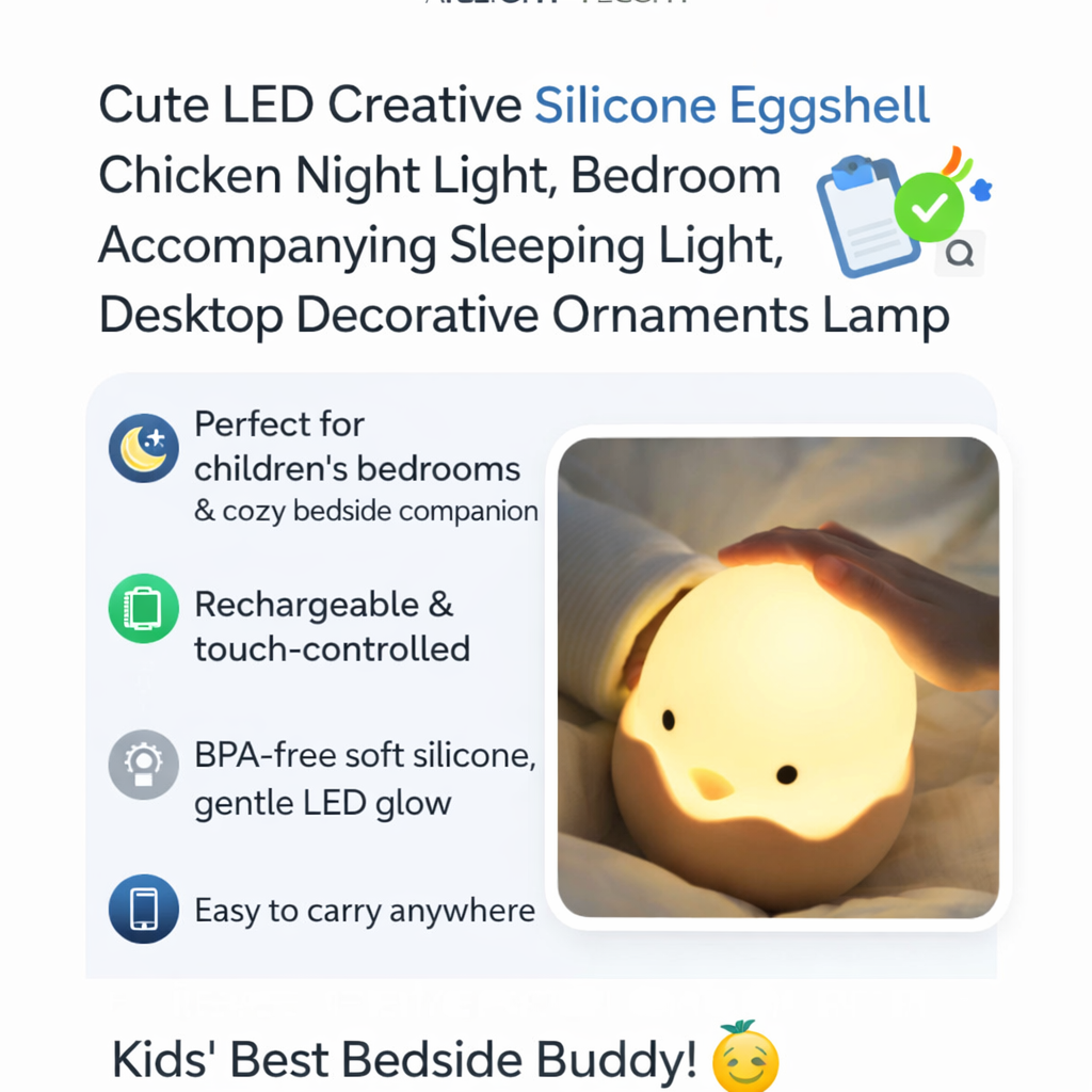Cute  LED Creative Silicone Eggshell Chicken Night Light