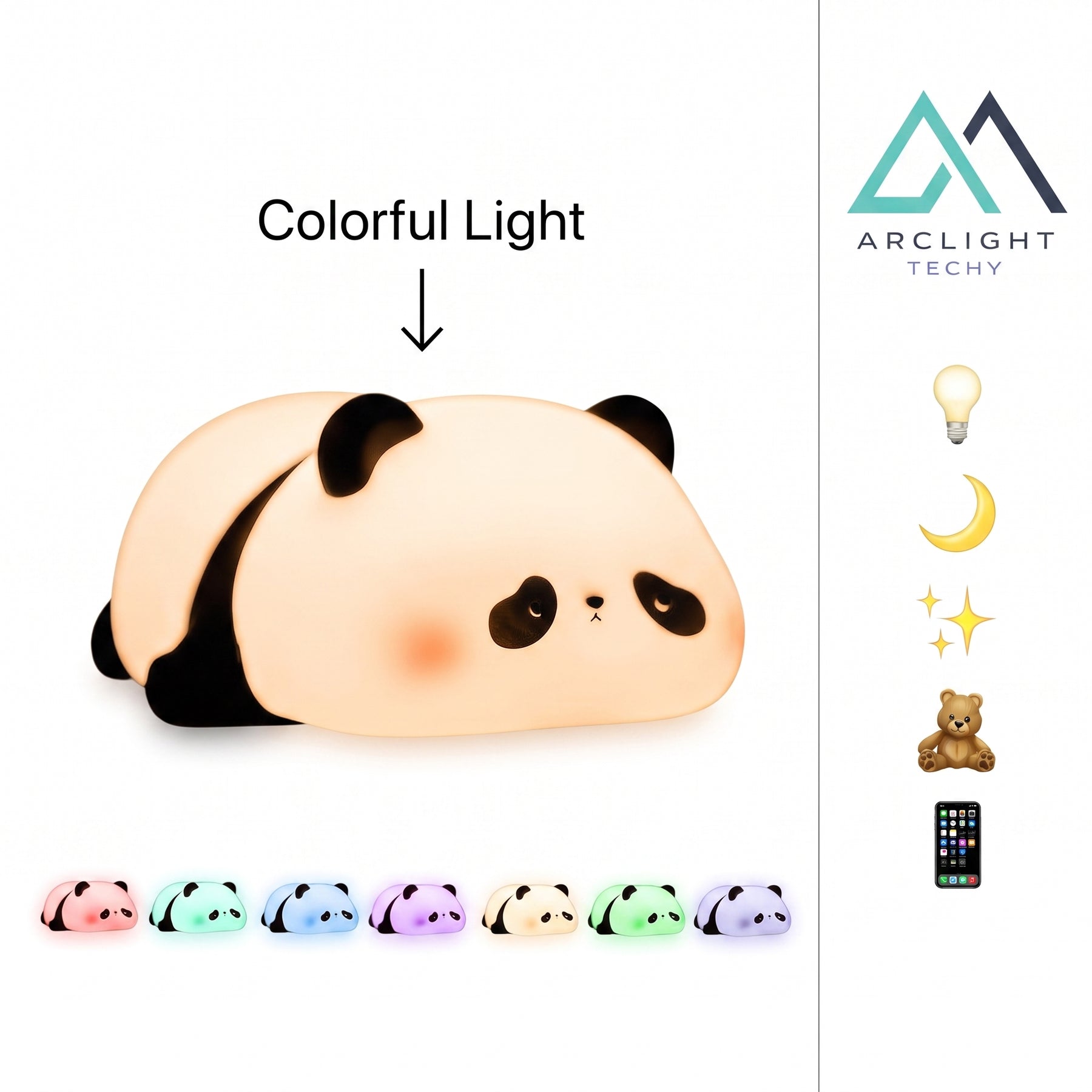 Panda Night Light, Rechargeable with Timer
