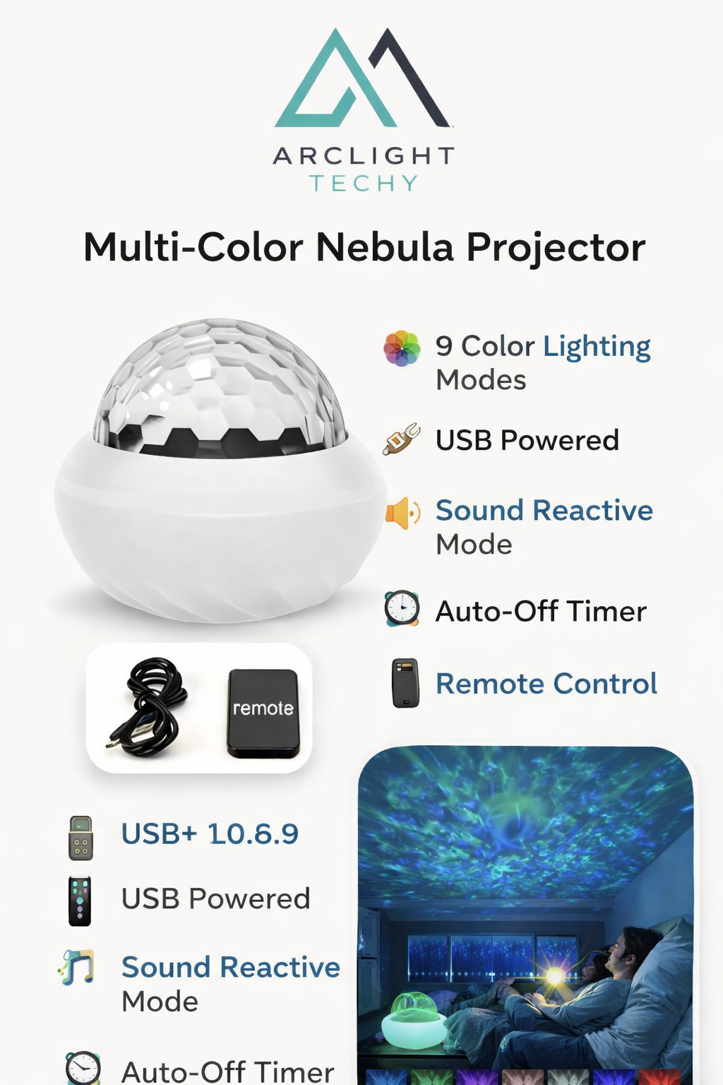Northern Light Projector RGB Atmospherfor Home Party Decor