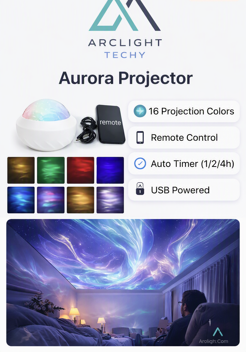 Northern Light Projector RGB Atmospherfor Home Party Decor