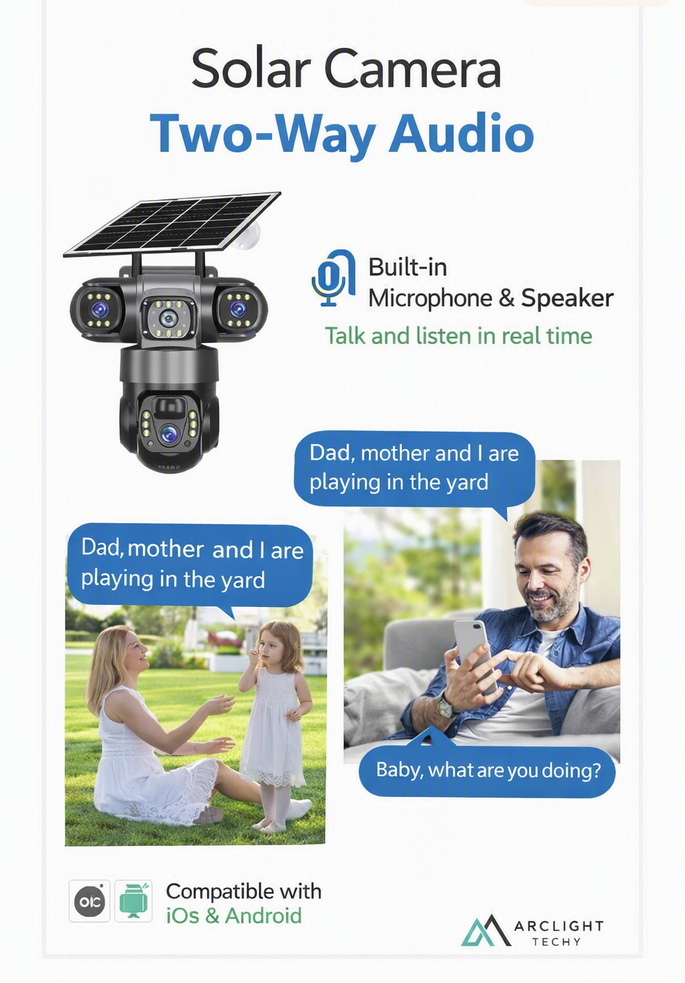 V380 Solar WiFi Security Camera