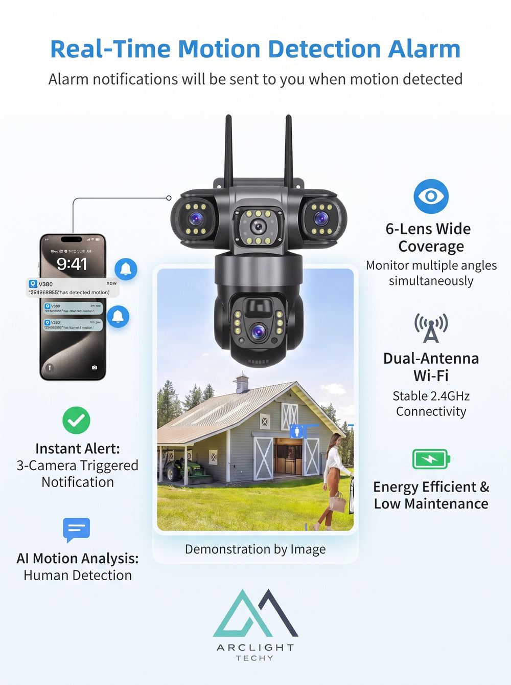 V380 Solar WiFi Security Camera