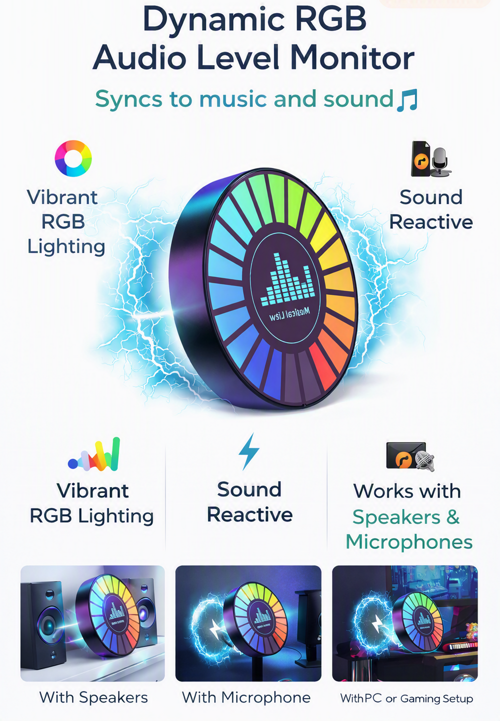 RGB Music Sync LED Rhythm Light – Sound Control Ambient Lamp