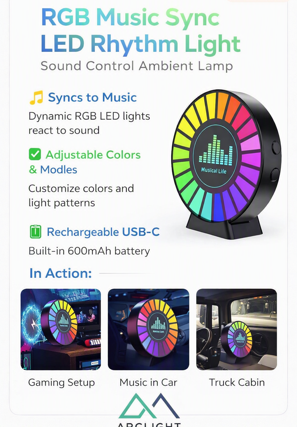 RGB Music Sync LED Rhythm Light – Sound Control Ambient Lamp