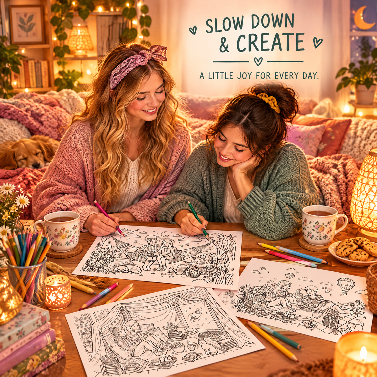 Dreamy Best Friends Printable Coloring Book – 50+ Cozy Coloring Page