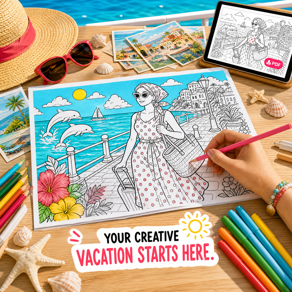 Dreamy Vacation Journey 65 Pages Coloring Book Printable PDF.pdf