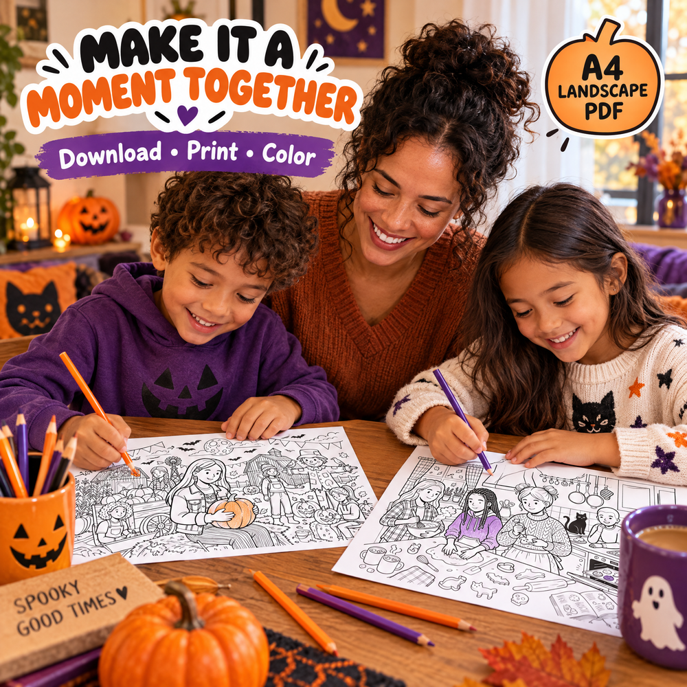 Dreamy Halloween Moments with Friends  A Coloring Book for Spooky Days and Cozy Nights